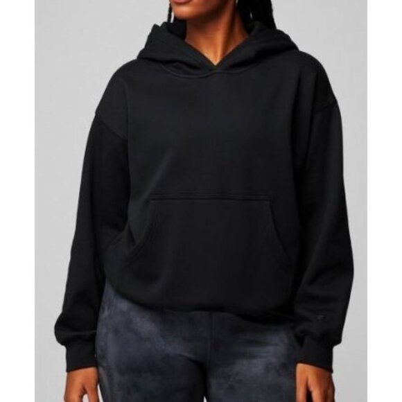 Fabletics Warm Cozy Fleece Hoodie Sweater Top Women Size Small NWT Black